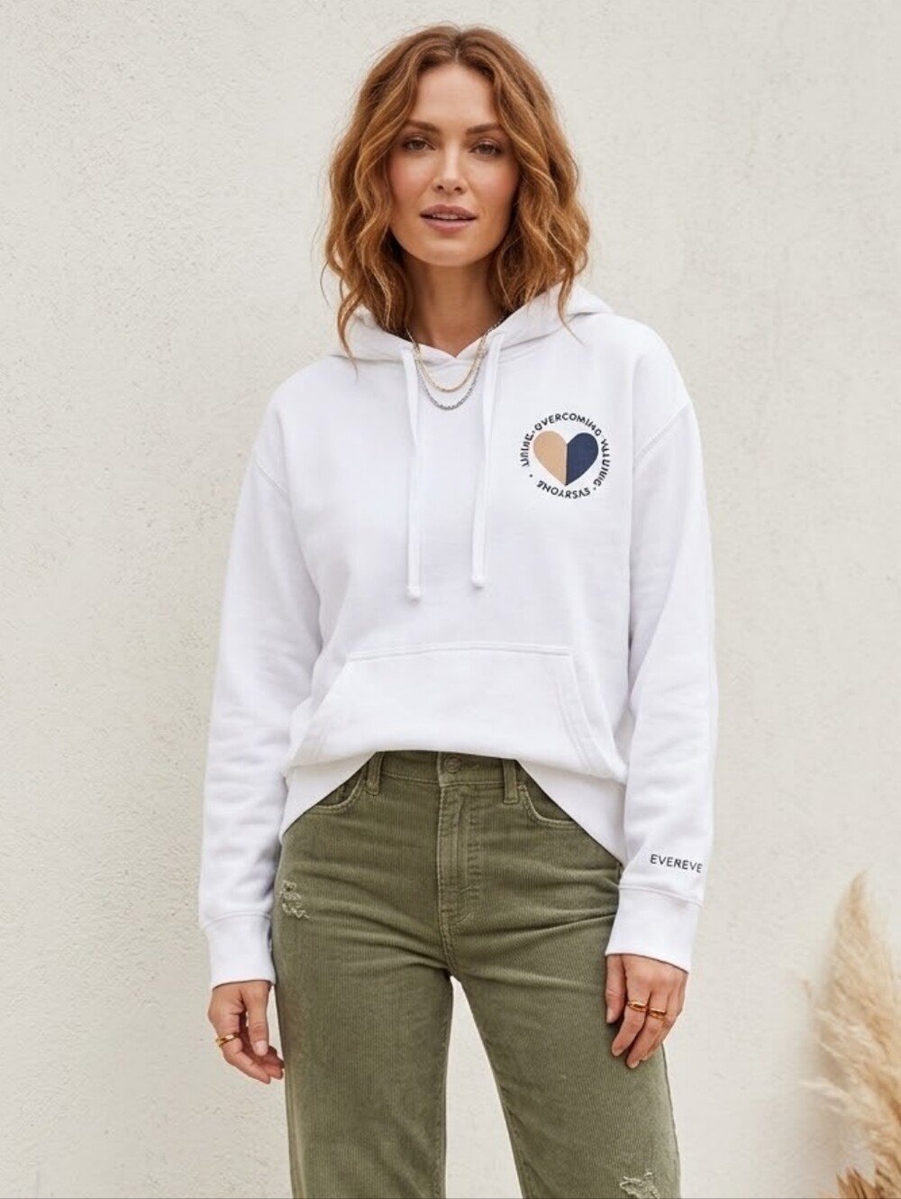 EVEREVE x 4 The Love Women's Size Small White Valuing Everyone Hooded Sweatshirt